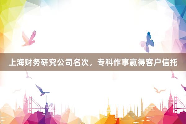 上海财务研究公司名次，专科作事赢得客户信托
